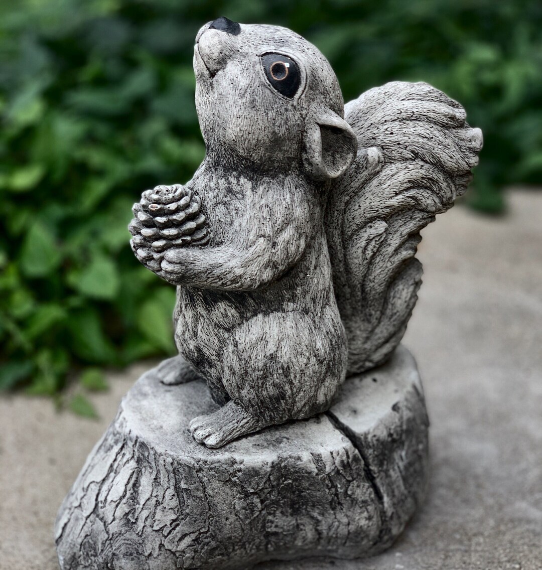Stone Squirrel Outdoor Decor Concrete Squirrel Garden Statue Squirrel Outdoor Sculpture Squirrel