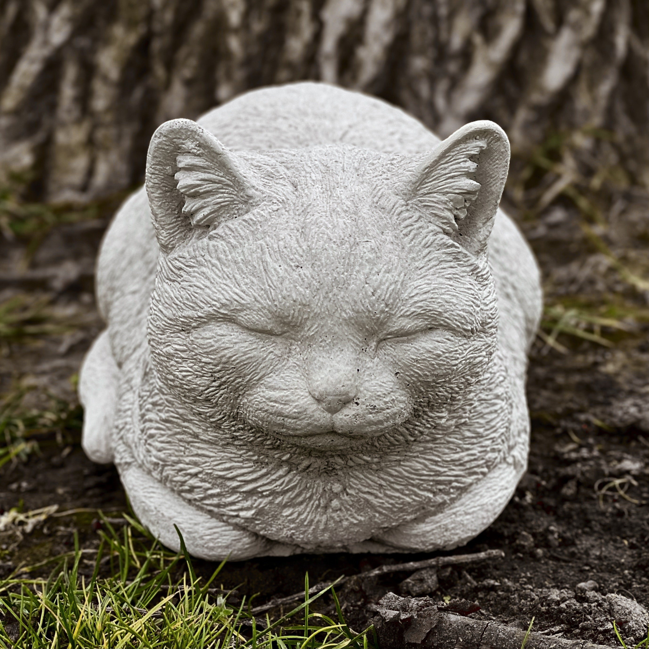 Statue de chat endormi réaliste Figurine de chat en pierre Animal