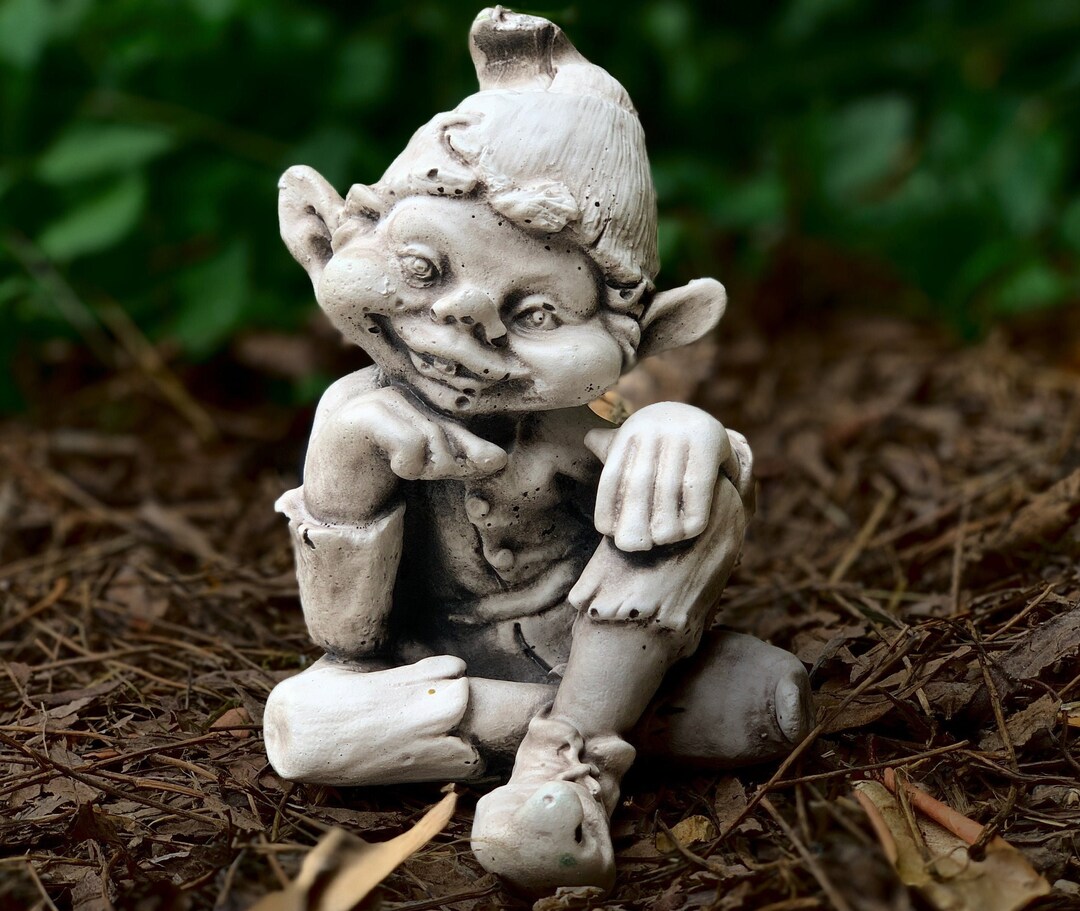 Fairy Garden Troll Statue Stone Troll Sculpture Concrete Troll Etsy