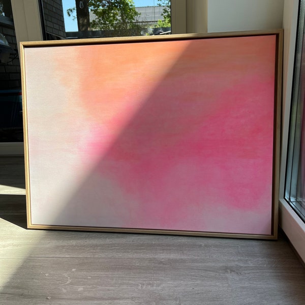 Leinwand I Acryl abstrakte Malerei I  Kunst I abstract art handgemalt original 60 x 80 cm Unikat rosa pink inkl. Rahmen