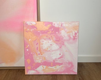 Leinwand I abstracte Malerei I Acryl I handgemalt Unikat I abstracte kunst op canvas I 40 x 40 cm I rosa, oranje, pastelfarben bunt