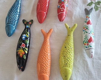 Ceramic sardines/ Wall decoration/ handpainted/ Portugal / tradition/ souvenir