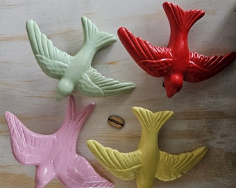 Portuguese ceramic hand painted ceramic swallows/ Portugal/ wall decoration/ Souvenir/ tradition