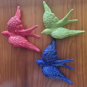 Portuguese ceramic hand painted ceramic swallows/ Portugal/ wall decoration/ Souvenir/ tradition