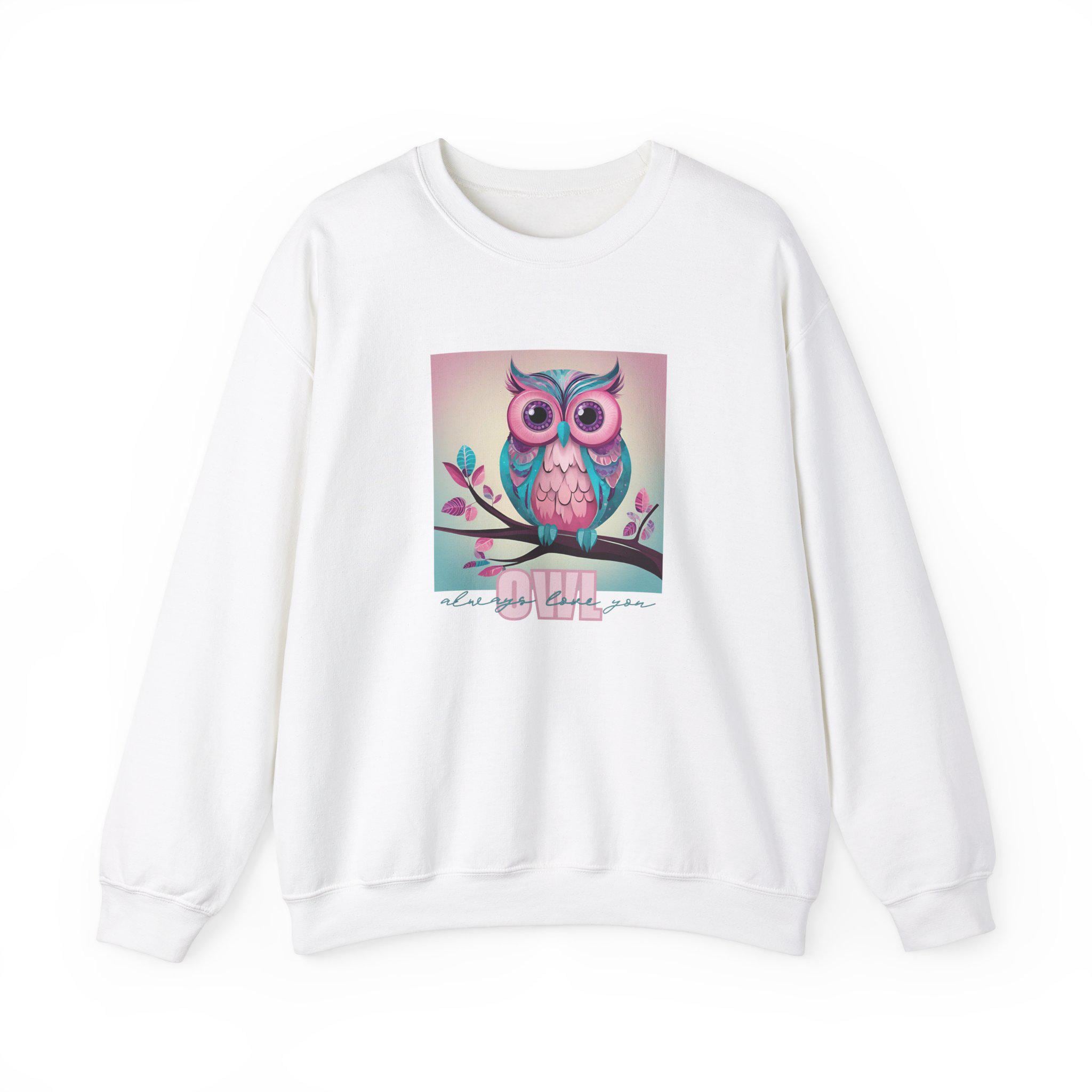 Colorful Owl Crewneck Sweatshirt - Cozy, Artistic Design for Nature Lovers, Gift for Birthdays, Fall