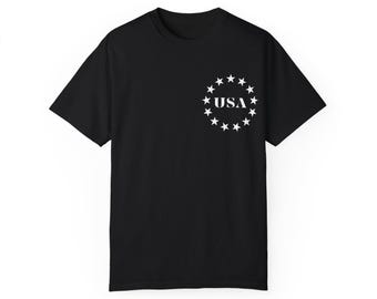 Patriotic Garment-Dyed T-Shirt for Freedom Lovers, Vintage USA Tee, Perfect for Independence Day, Casual Wear, Gift for Veterans