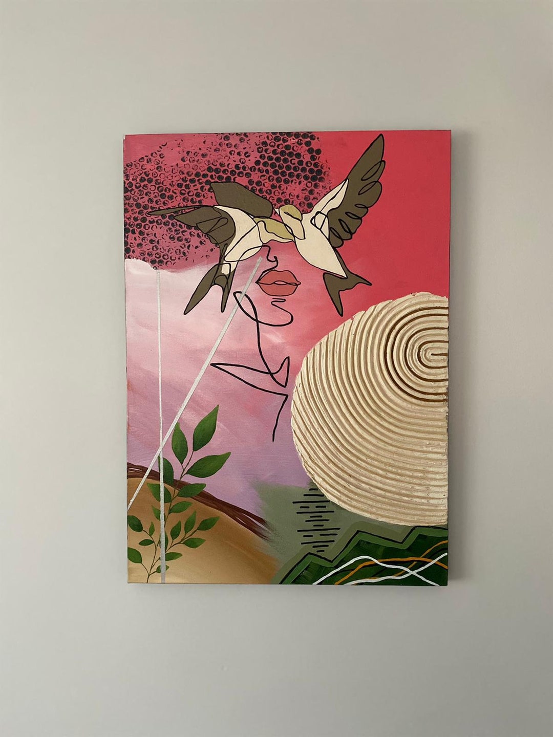 Abstract Art Painting Mixed Media Painting Canvas Modern Wall Etsy