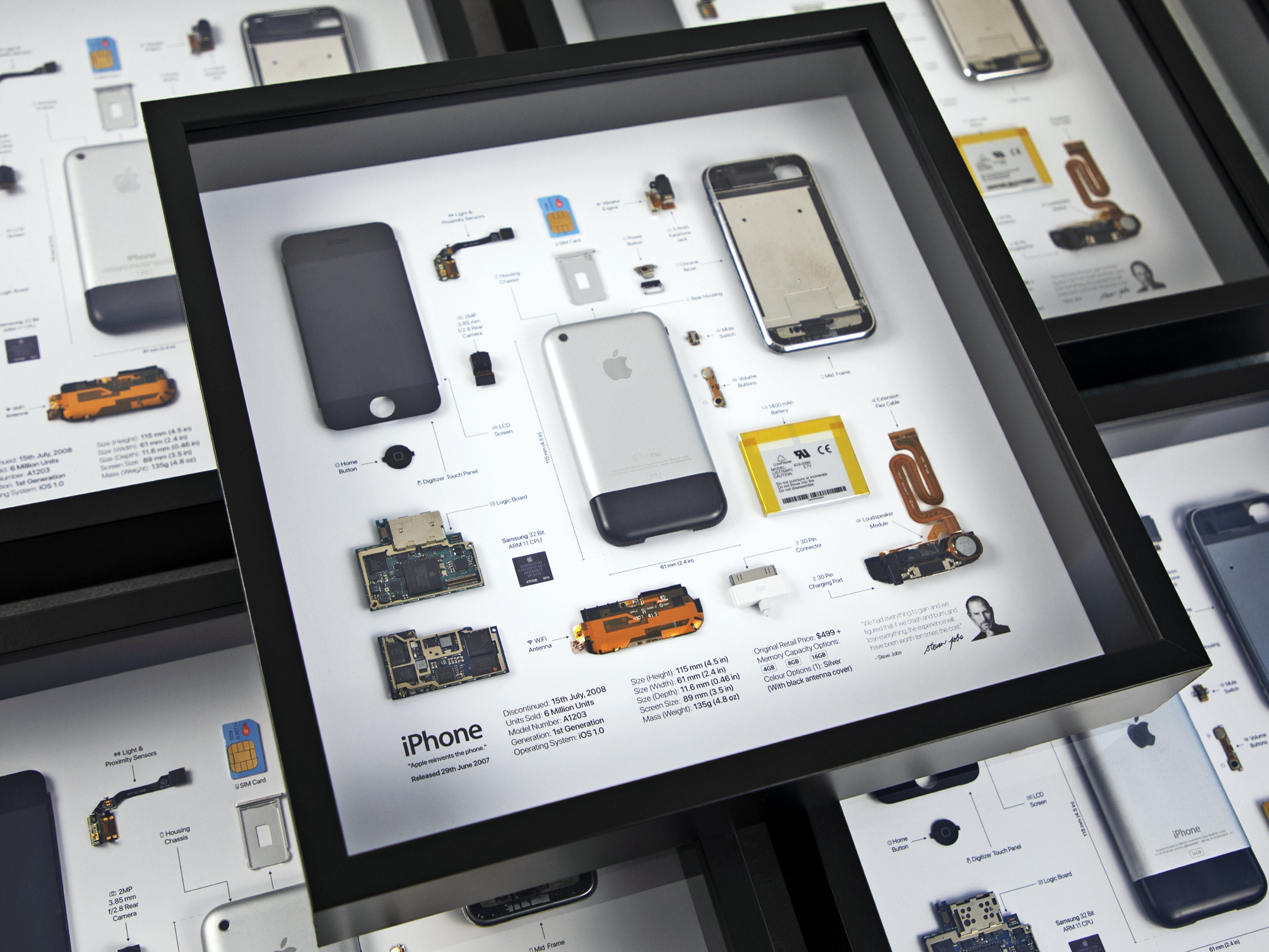 All Models Real Framed Iphone Wall Art Disassembled Gift for Etsy