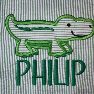 Children&#39;s alligator shirt or bodysuit! Seersucker available! Can be personalized!