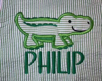 Children's alligator shirt or bodysuit! Seersucker available! Can be personalized!