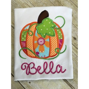 Girls fairytale patchwork pumpkin shirt or bodysuit! Perfect for Fall and Thanksgiving! Can be personalized!