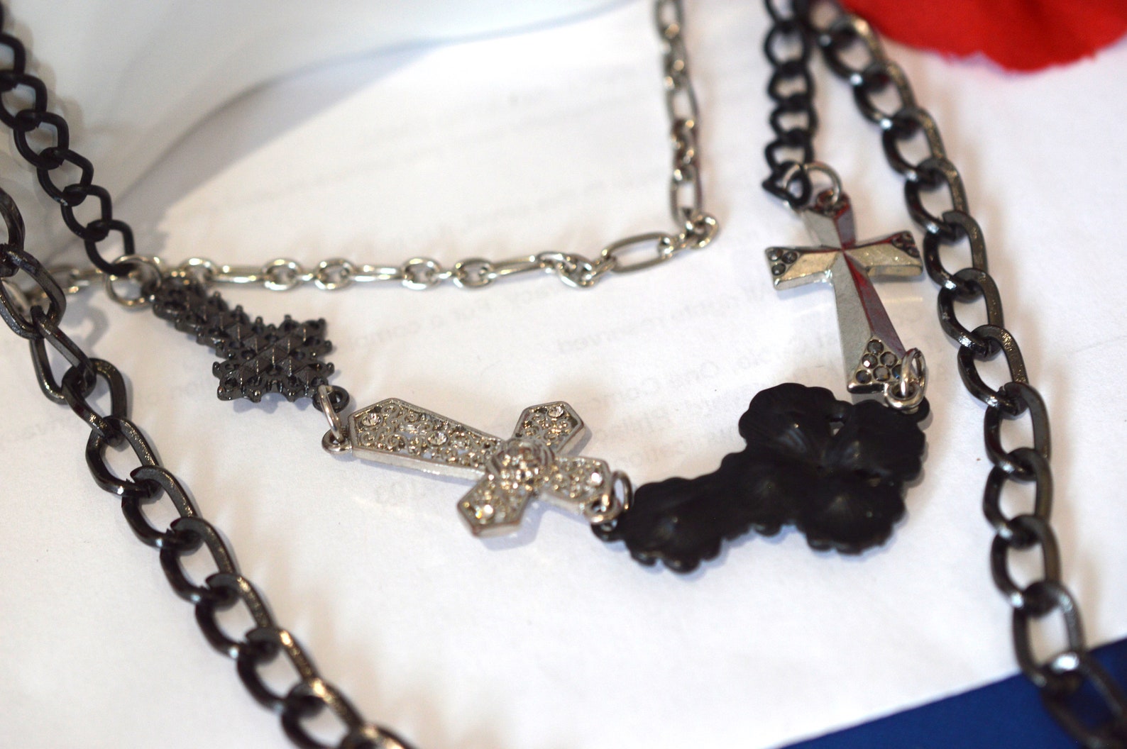 RHINESTONE CROSS NECKLACE Goth or Boho Style Signed Lane Etsy
