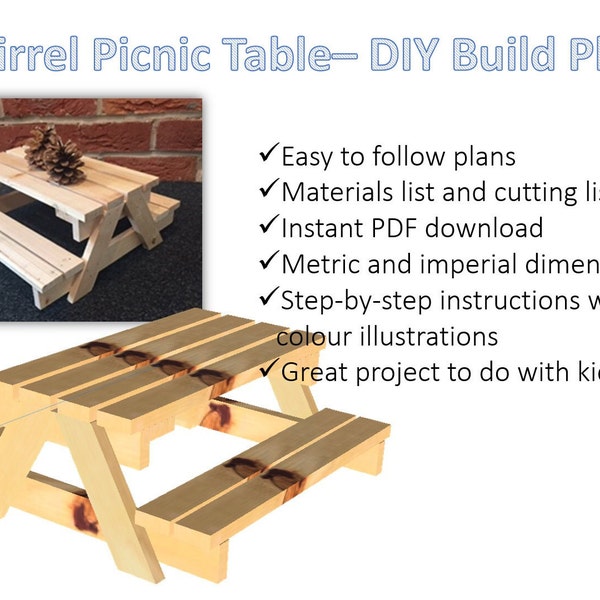 PDF Build Plans - Squirrel Picnic Table