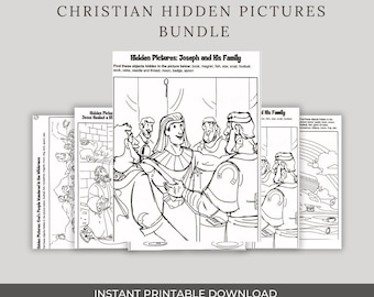 Christian Hidden Pictures: Bible Activity Worksheets (Digital Download)