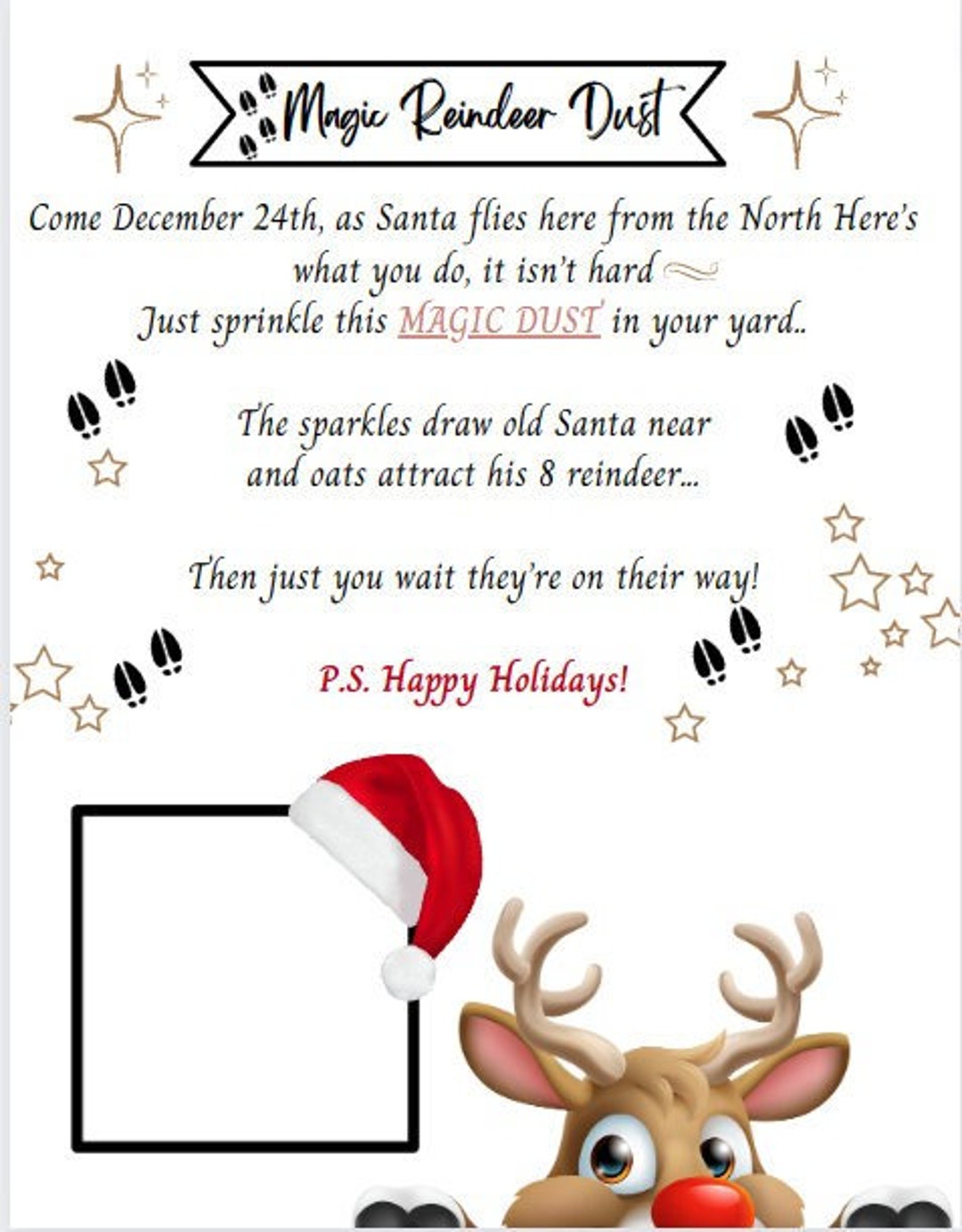 Magic Reindeer Dust Printable Reindeer Dust Reindeer - Etsy UK