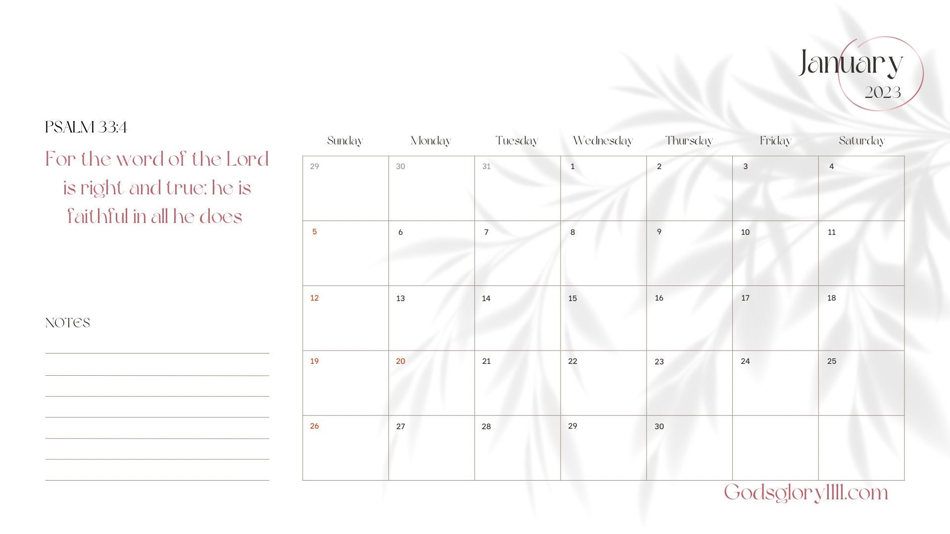 Free Printable 2023 12 Month Calendar On One Page