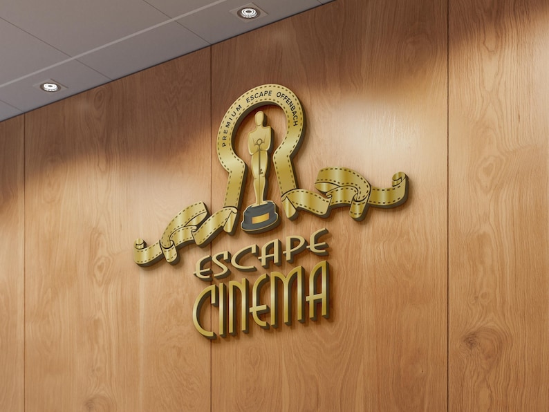 3D logo wall sign made with polished or brushed metal for a custom lobby sign in stainless metal on a dark wall in a modern conference room