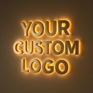 Insegna con logo LED personalizzata: luce con lettere 3D in metallo spazzolato e acrilico