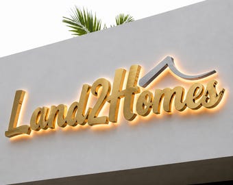 Custom Backlit Metal Logo Sign, Stainless Steel LED Letters for Business Wall Sign