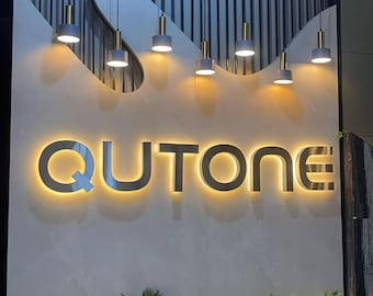 Custom 3D Metal Business Sign, LED Halo Lit Office Wall Sign