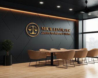 Placa personalizada com logotipo 3D em metal escovado, decoração de parede para escritório em aço inoxidável.
