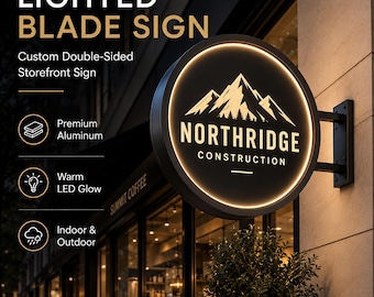Custom Aluminum Blade Sign, Double Sided Storefront Business Logo Sign