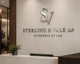 Individuell gestaltetes Logo-Schild aus Edelstahl, 3D-Metallbuchstaben für Anwaltskanzleien und Büroempfang