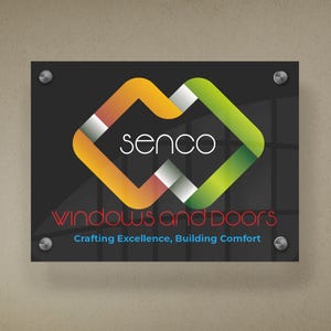 Custom Acrylic Office Wall Sign – Personalized Clear Name Plate for Business, Door, or Building | Modern Acrylic Plaque with Standoffs