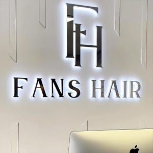 Letrero con logotipo LED personalizado: letras de metal cepillado con iluminación acrílica invertida, letrero personalizado de metal y acrílico, regalo, logotipo de metal 3D