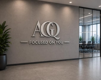 Custom 3D Brushed Gold Metal Logo Sign, Office Lobby Reception Wall Branding