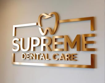 Benutzerdefinierte 3D Business Logo Metallschild, Bürowandschild aus gebürstetem Edelstahl