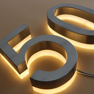 LED House Number Sign: Backlit Modern Outdoor Address