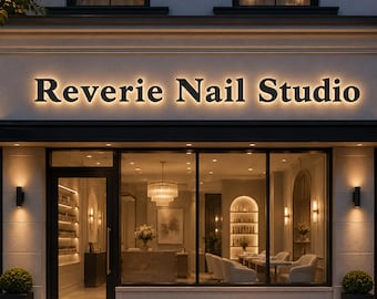 Custom LED Business Sign, Backlit Stainless Steel 3D Metal Letters, Storefront Lobby