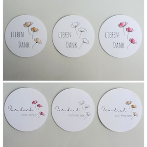 Bundle Lieben Dank und Für dich von Herzen Sticker, minimalistische Blumen