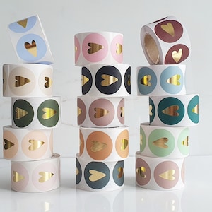 Sticker Herz gold (Set ab 10 Aufkleber), rund