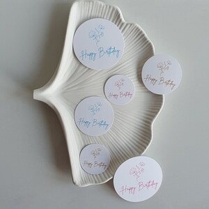 Juego de pegatinas de feliz cumpleaños a partir de 12 piezas, flores minimalistas imagen 6