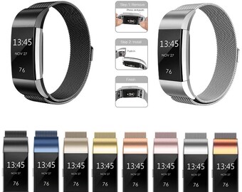 Bracelet for Fitbit Charge 3 & 4 Milanese replacement bracelet - fine stainless steel - simple Milanese black gold rose rainbow premium quality
