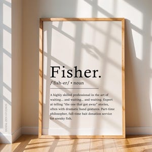 Fisher Definition Print, Funny Fishing Gift, Fisherman Humor Decor, Rustic Fishing Cabin Print, Fisherman Art Poster, Gift for Fisher Lovers
