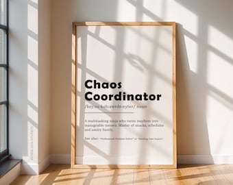 Chaos Coordinator Definition Print, Funny Office Decor, Office Wall Decor, Office Dictionary Print, Work From Home Art, Digital Art Download