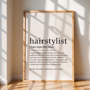Hairstylist Definition Print, Hair Stylist Gifts for Hairstylists, Hairstylist Gift, Salon Printable, Wall Art Hairdresser, Hair Salon Decor
