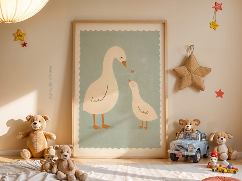 Mama Duck Nursery Wall Art Printable, Cute Duck Baby Room Decor, Animal ...