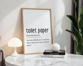 Toilet Paper Definition Print, Bathroom Printable, Bathroom Quote Print, Bath Decor, Funny Bathroom Wall Art, Instant Digital Download Gifts