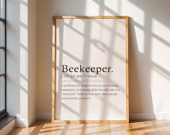 Impresión de definición de apicultor, arte de pared divertido sobre apicultura, regalo de apicultor, decoración para amantes de las abejas, regalo con impresión de apicultor, letrero de apicultura de granja