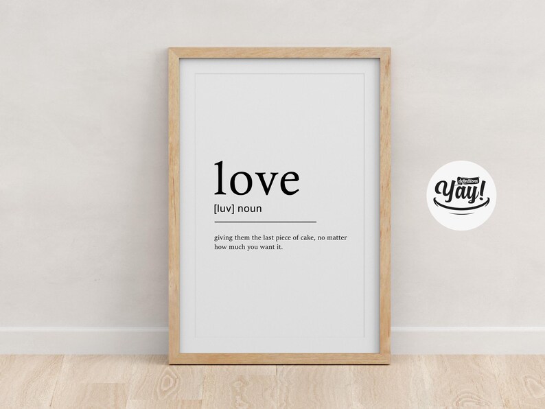 Love Definition, Love Wall Art, Printable Definition, Funny Definition