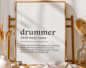 Drummer Definition Print, Funny Music Lover Wall Art, Digital Download for Drummers, Percussionist Gift, Music Room Decor, Digital Download