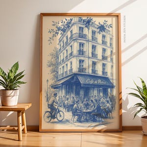Paris Cafe Wall Art Print, French Bistro Watercolor, Paris Cityscape Sketch, European Street Scene, Travel Illustration, French Kitchen Sign