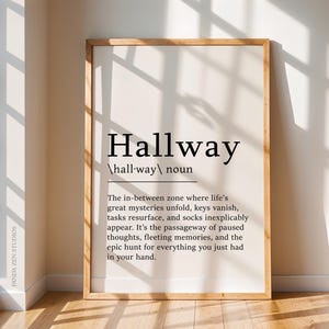 Hallway Definition Print, Hallway Decor, Hallway Art, Funny Gift, Funny Present, Entryway Print, Sarcastic Print, Home Gift, Home Present