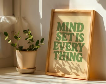 Impression L'état d'esprit, c'est tout, oeuvre d'art murale motivante, citation d'affirmation positive, décoration de bureau minimaliste, affiche inspirante sur la santé mentale