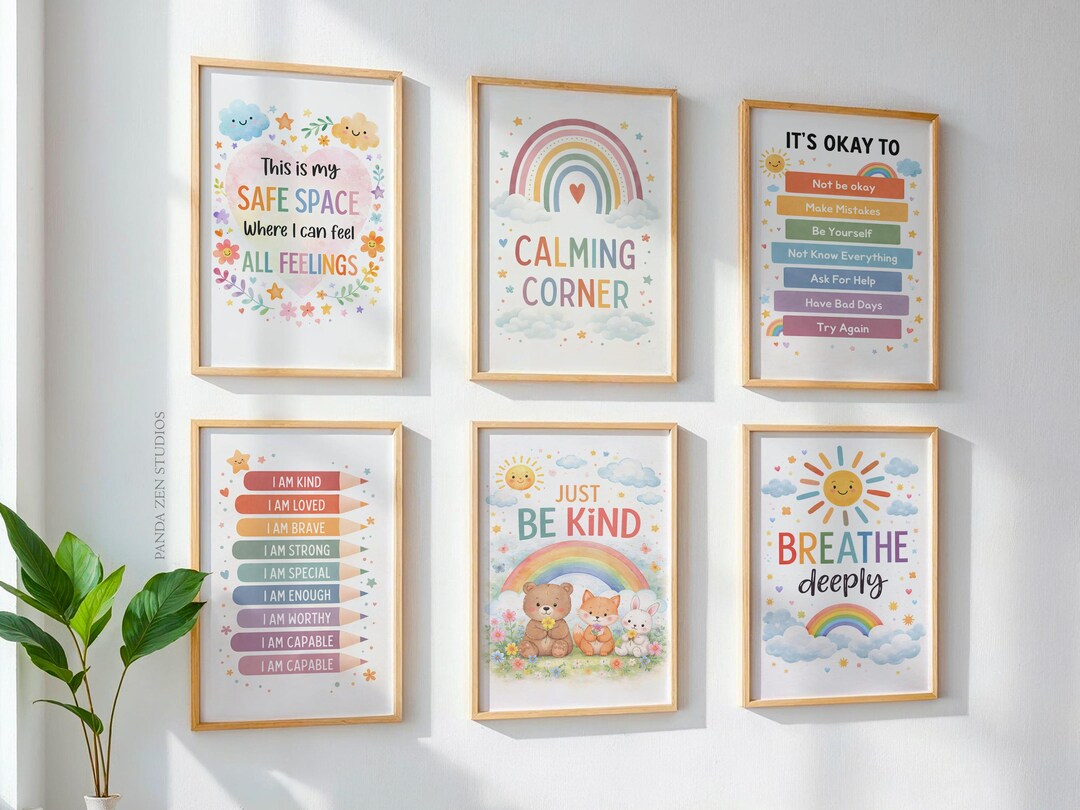 Calm Down Corner Nursery Wall Art Set of 6, Kids Emotional Regulation ...