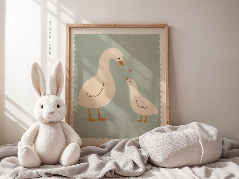 Mama Duck Nursery Wall Art Printable, Cute Duck Baby Room Decor, Animal ...
